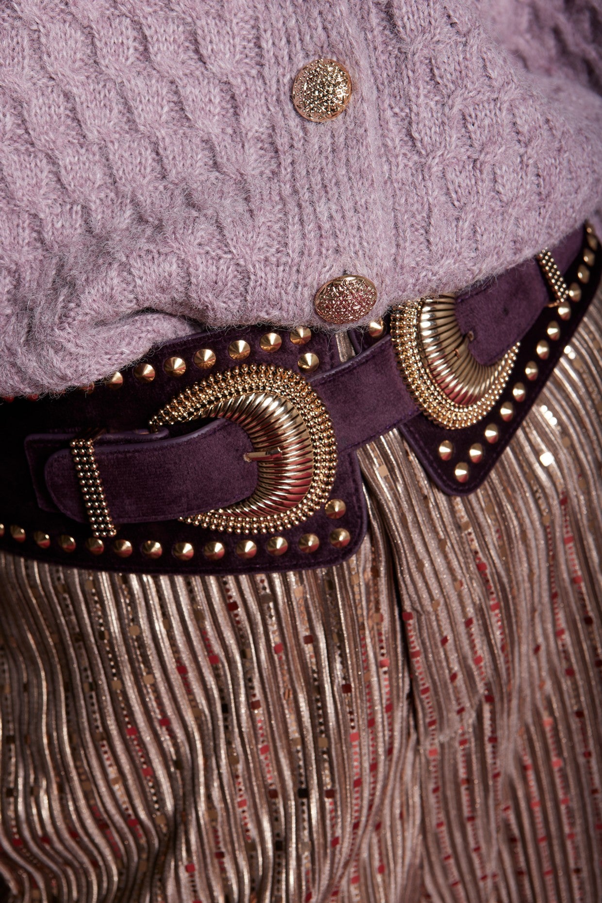 Cinturón fajín de tachas doble hebilla “MEISÏE”