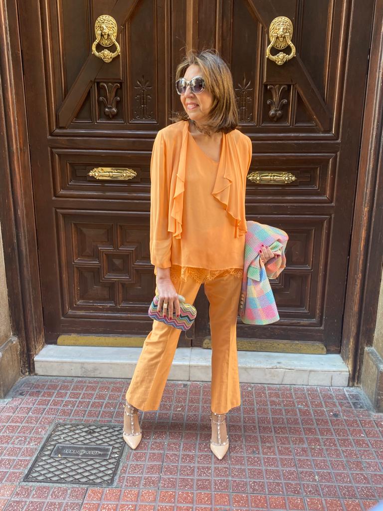 Pantalón seda salvaje naranja “Diana Gallesi”