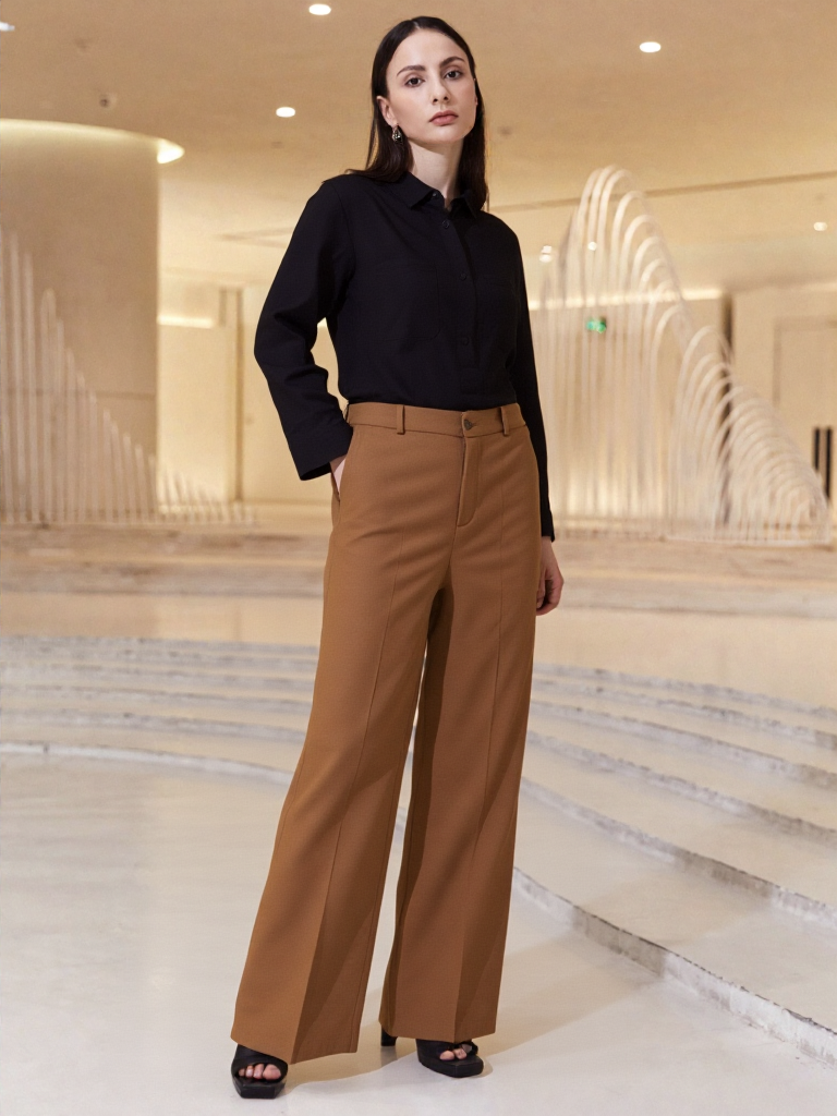 Pantalón Ancho Pinzas Cintura Elástica