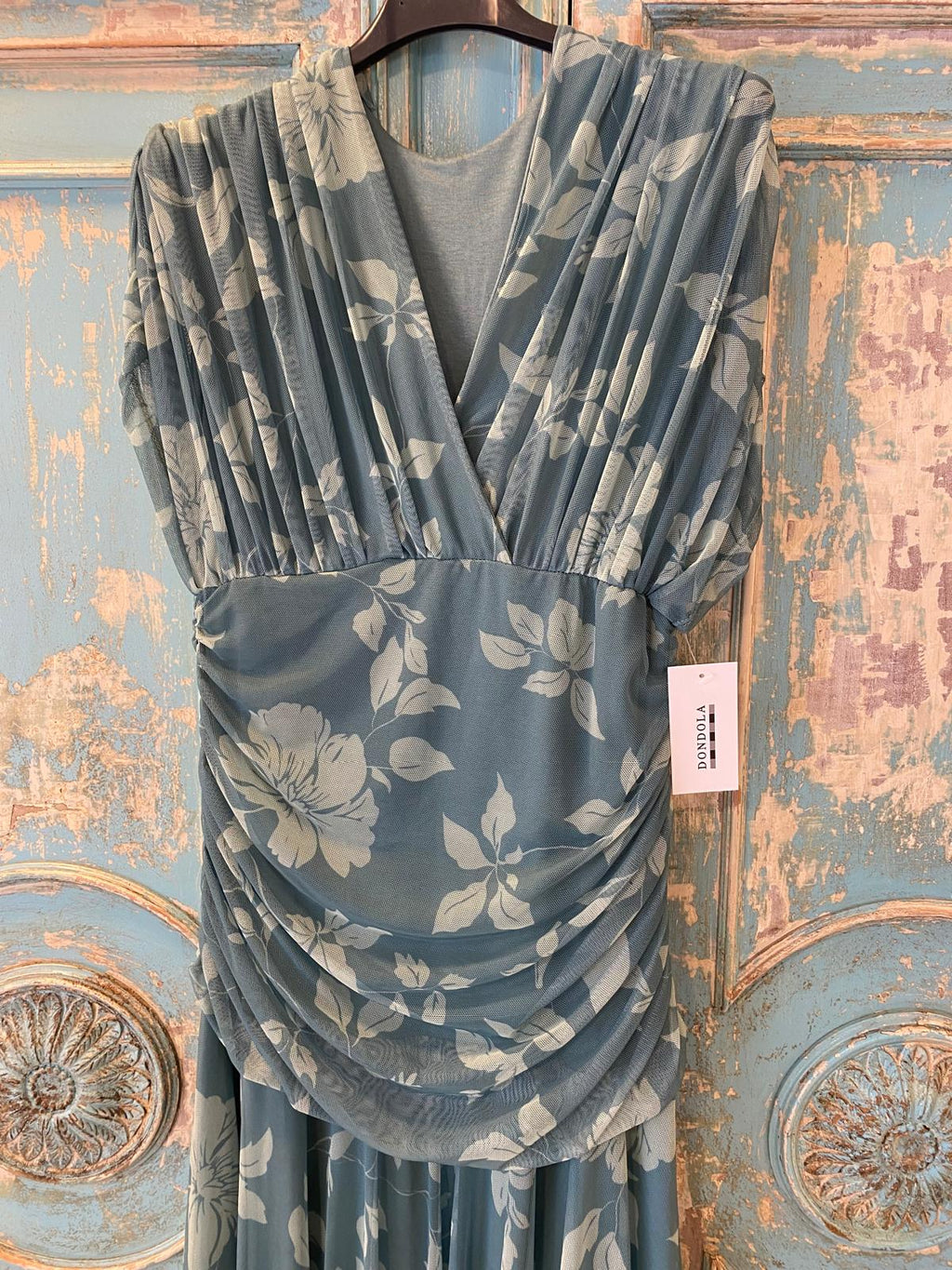 Vestido tul estampado floral escote pico DONDOLA