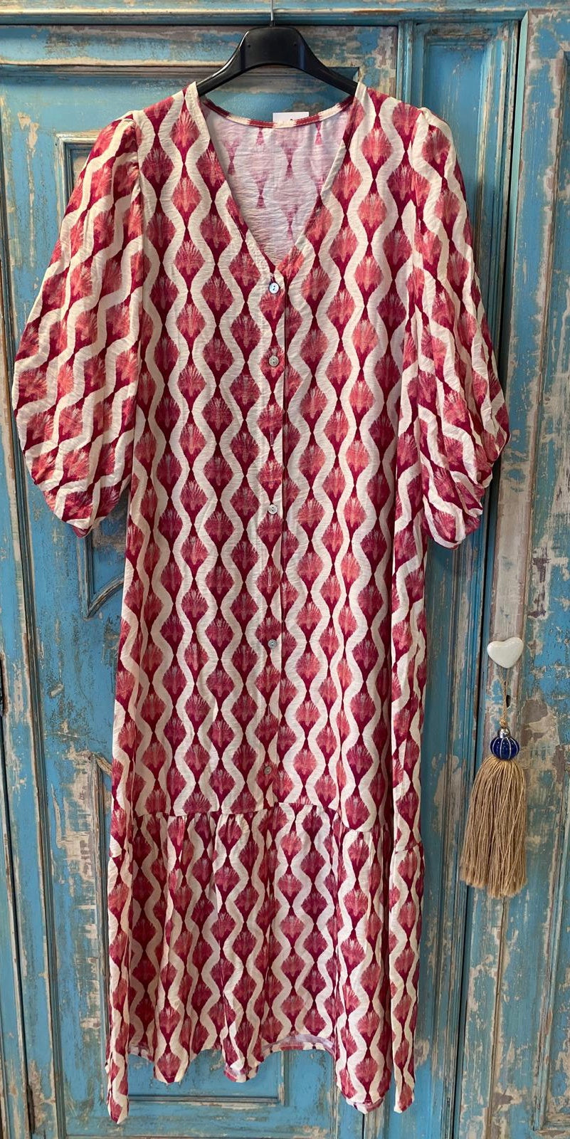 Vestido camisero rombos mangas abullonadas DONDOLA