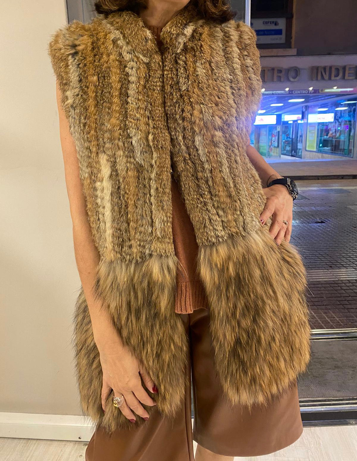 Chaleco pelo natural zorro trenzado DONDOLA