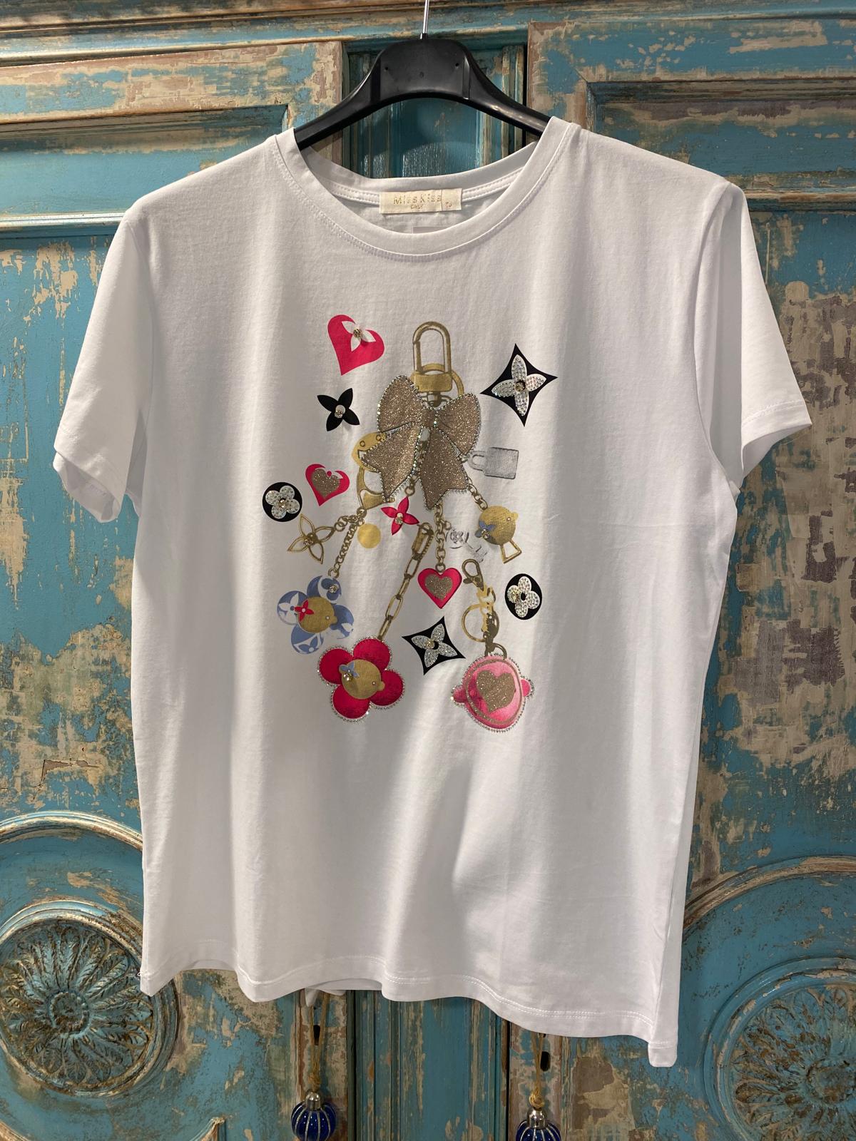 Camiseta algodón lazo detalle brillos DONDOLA