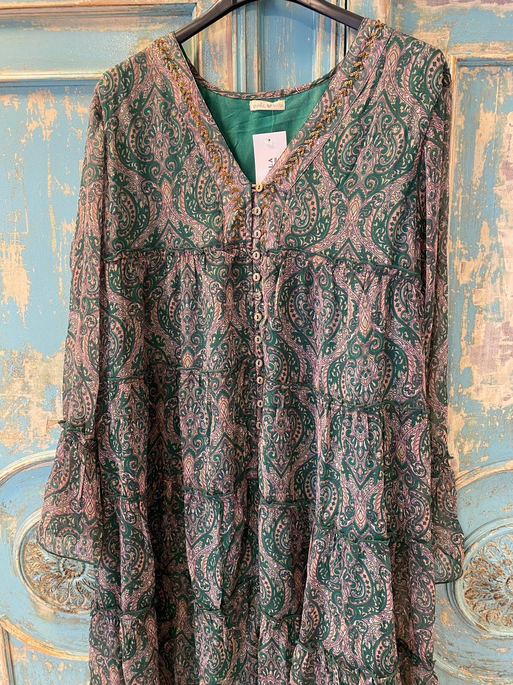 Vestido boho paneles estampado cachemires DONDOLA