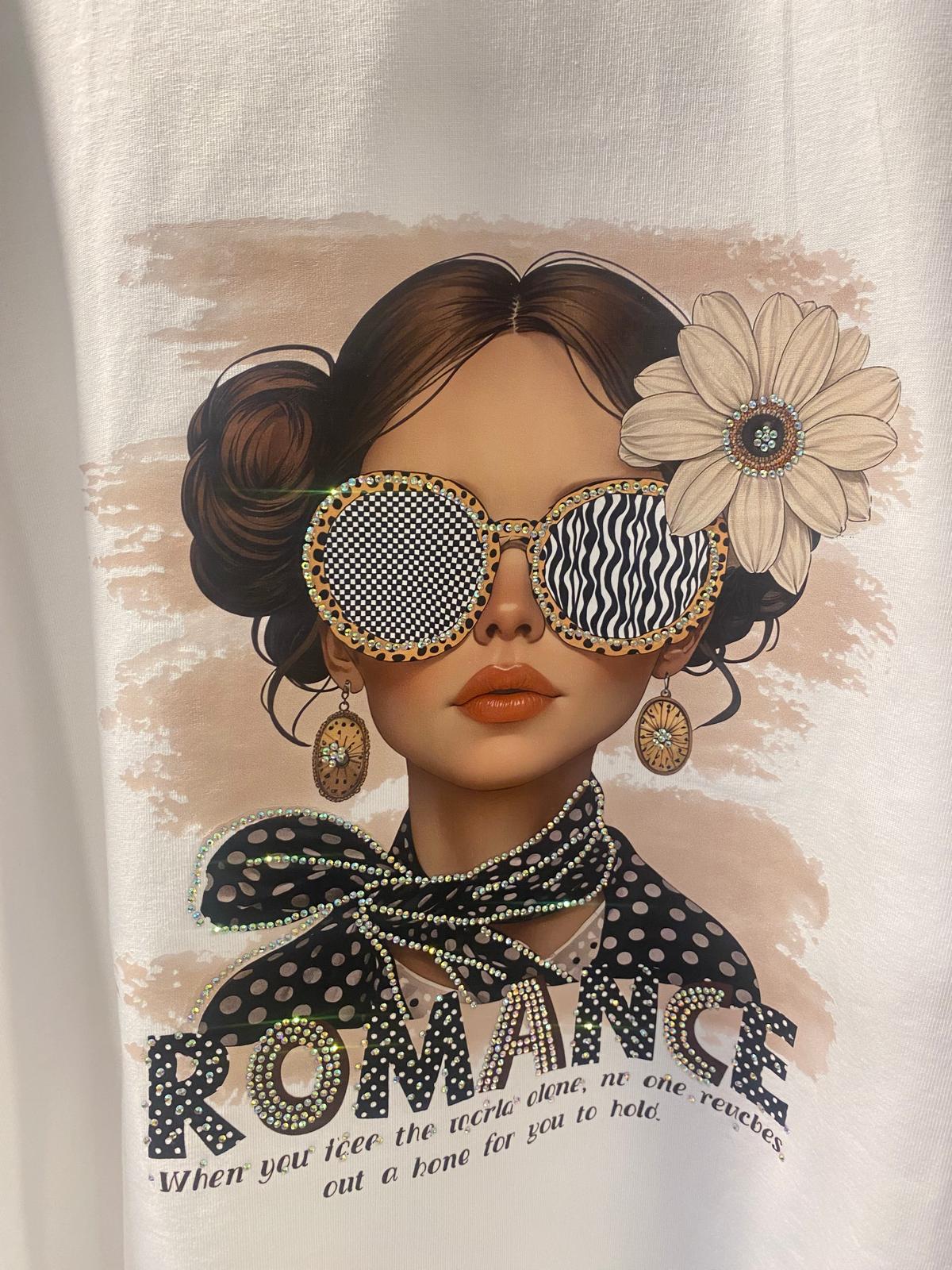 Camiseta blanca chica gafas DONDOLA