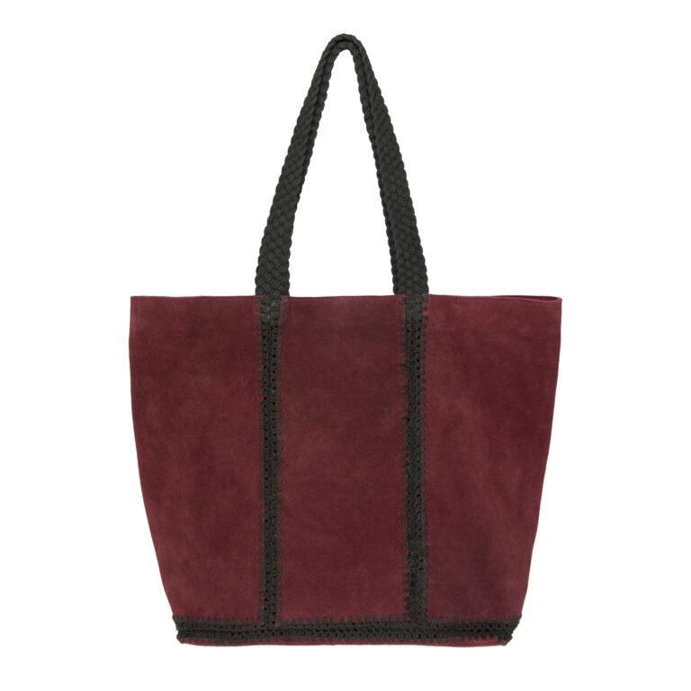 Bolso shopper piel ante y crochet  “ALIBEY”