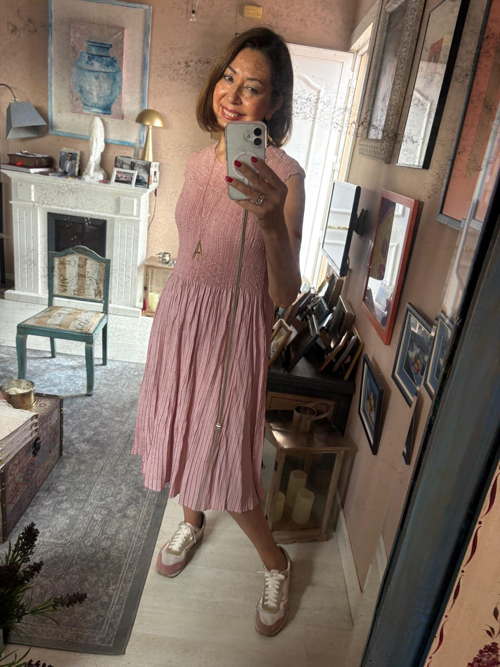 Vestido cuerpo nido abeja falda plisada DONDOLA