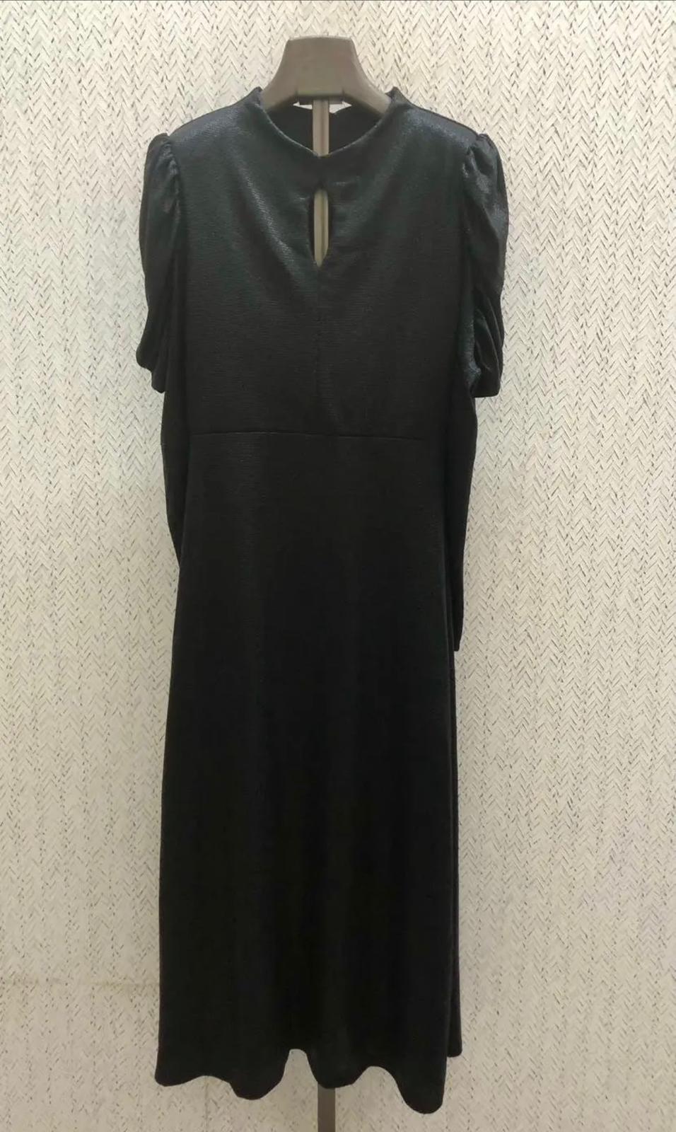 Vestido punto negro hilo lúrex mangas abullonadas DONDOLA