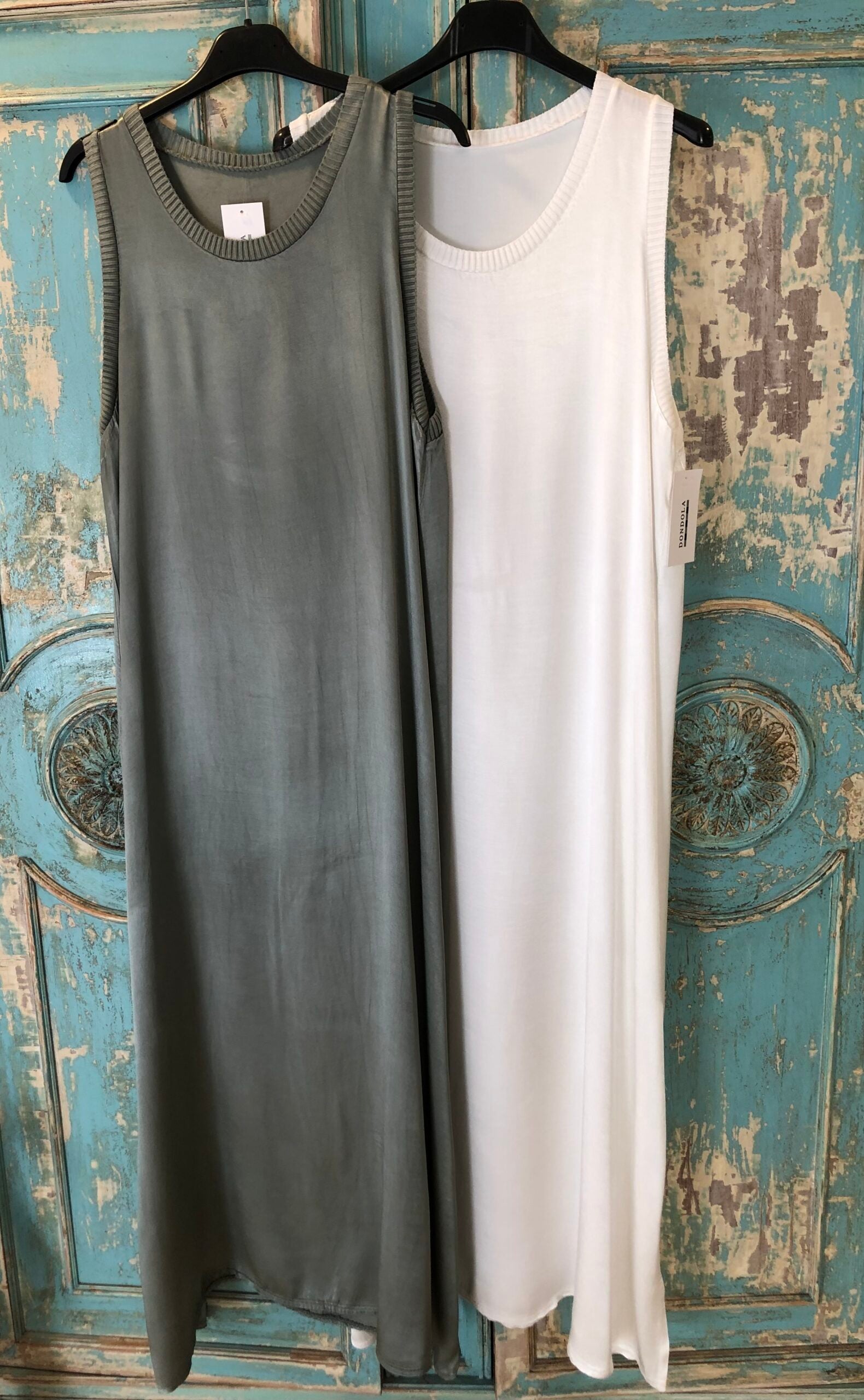 Vestido satinado manga sisa acabados rib DONDOLA