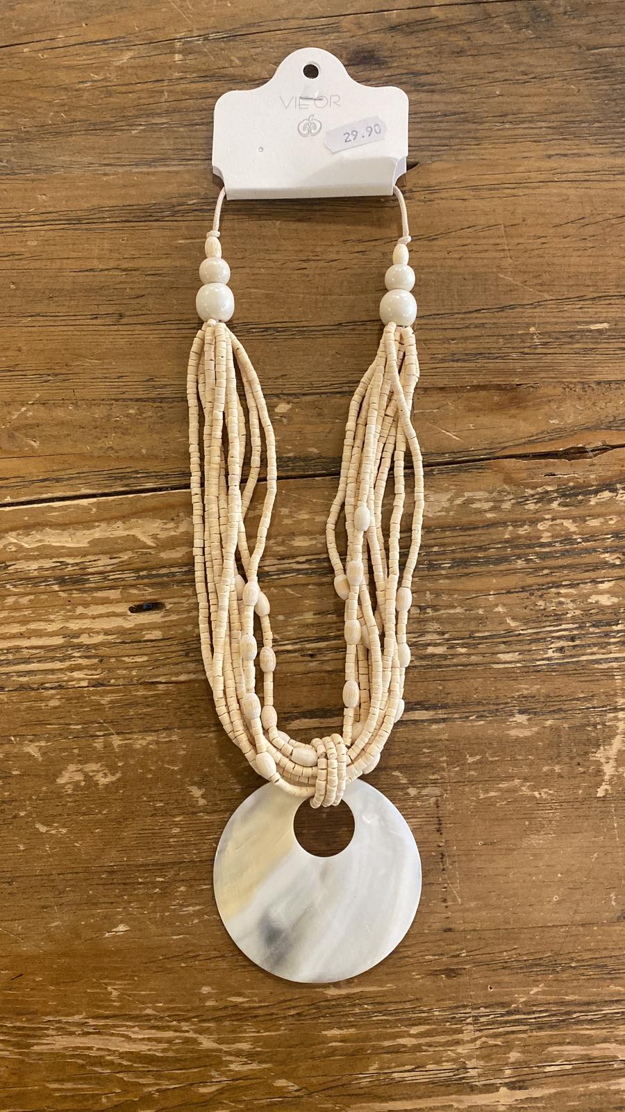 Collar varías vueltas pieza circular nácar DONDOLA