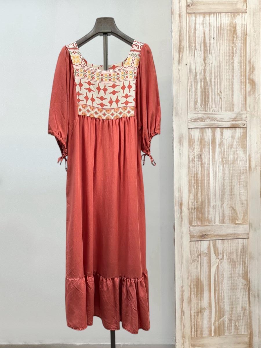 Vestido largo canesú estampado DONDOLA