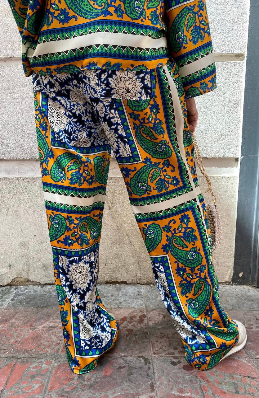 Pantalón estampado verde/ azulón (conjunto pijamero) DONDOLA