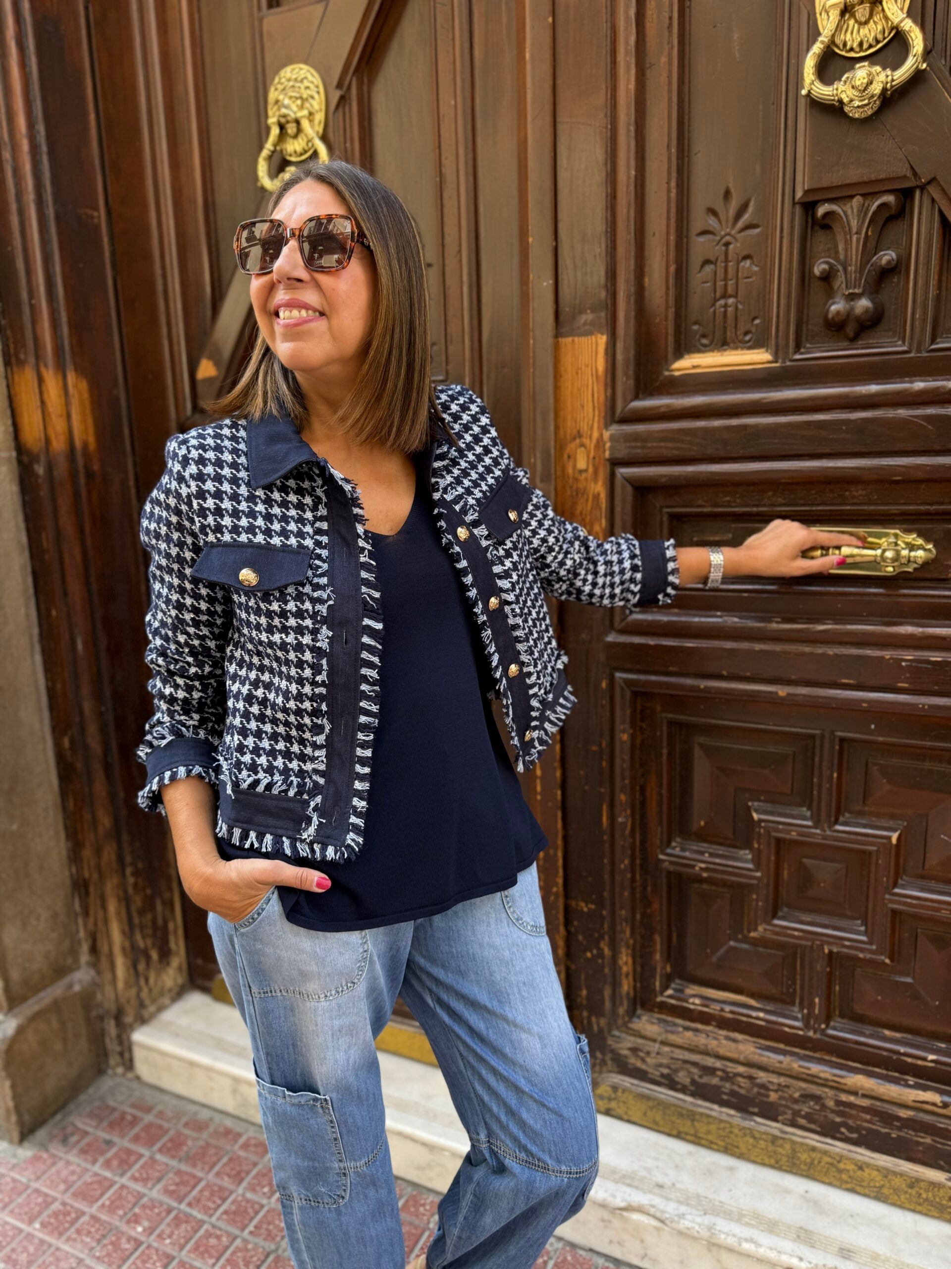 Chaqueta tweed pata de gallo marino DONDOLA