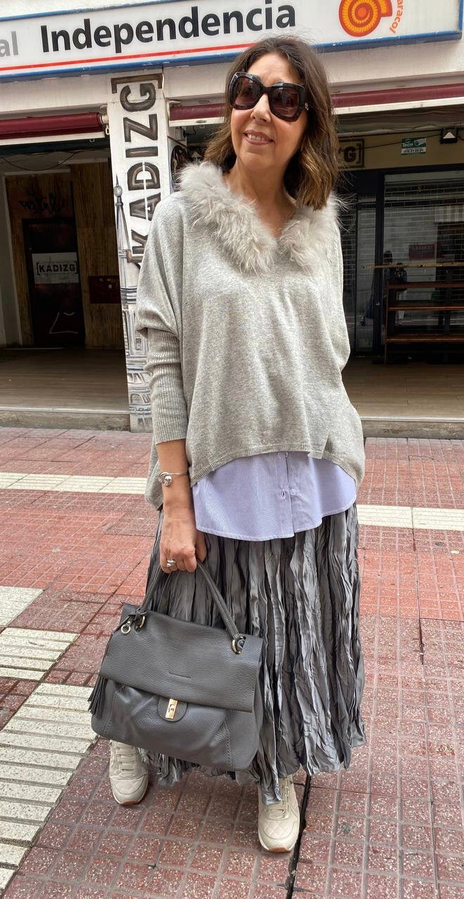 Jersey estilo poncho cuello pelo DONDOLA