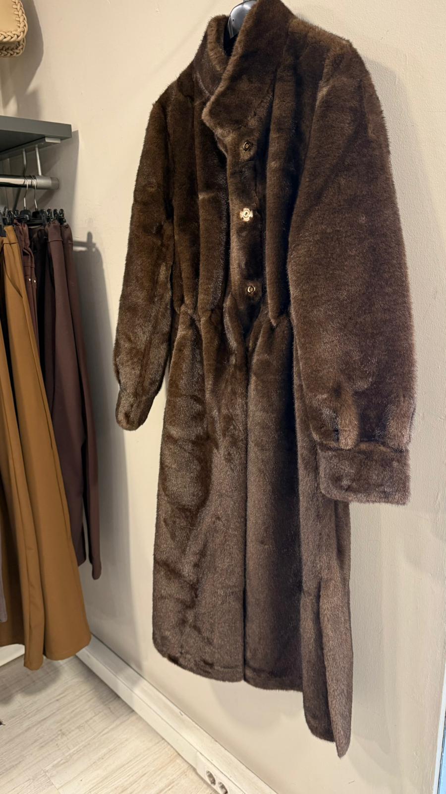 Abrigo Largo Efecto Visón Rasado Mujer - Pelo Premium Marrón | Dondola