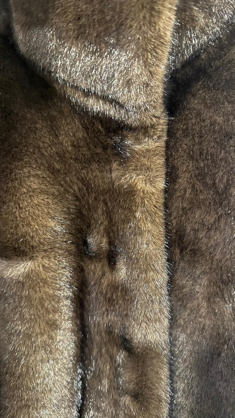 Abrigo Largo Efecto Visón Rasado Mujer - Pelo Premium Marrón | Dondola