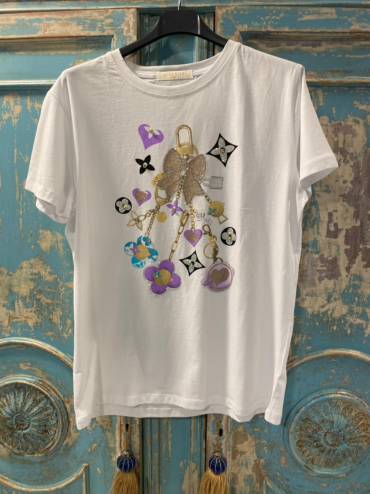 Camiseta algodón lazo detalle brillos DONDOLA