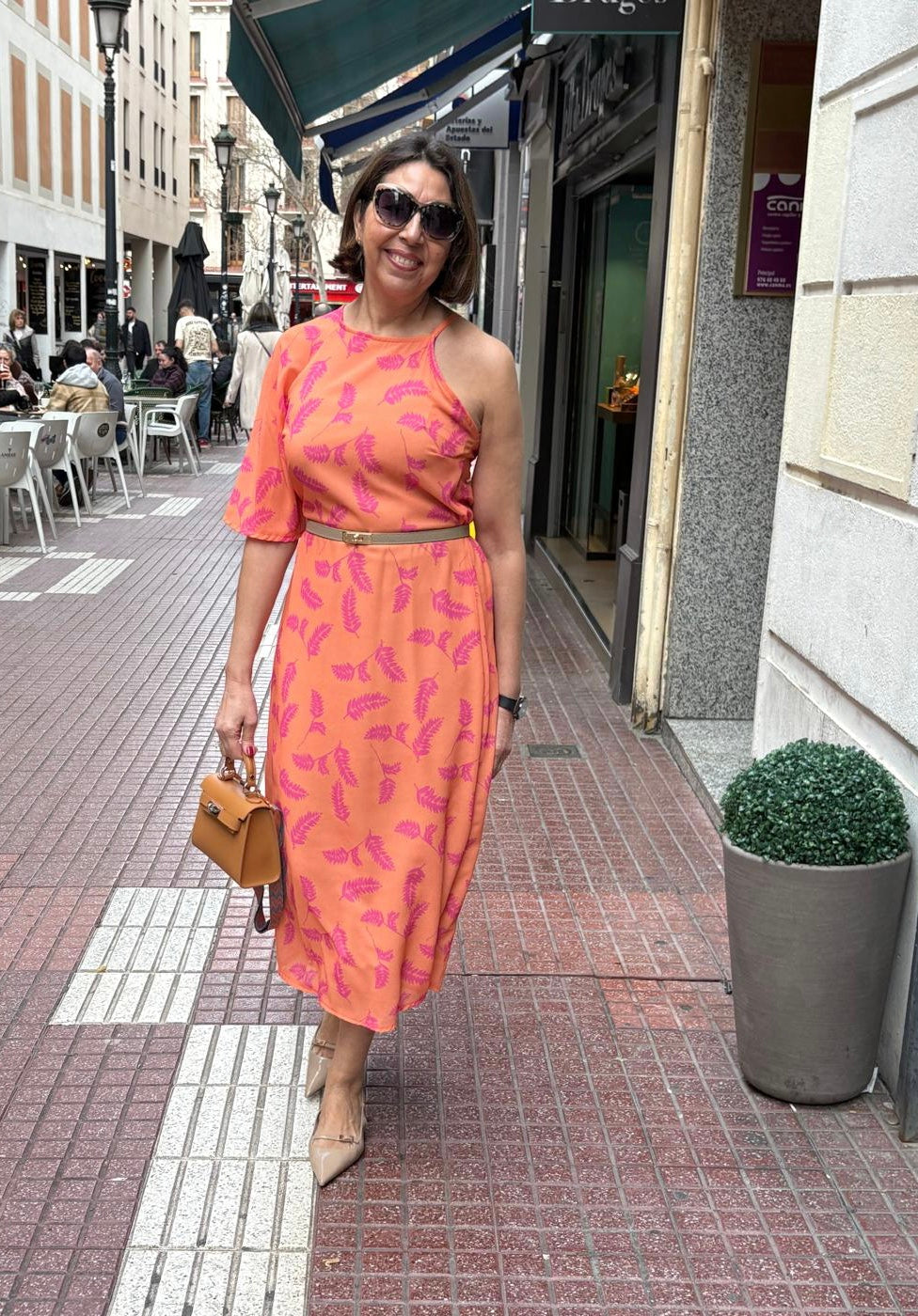 Vestido estampado mangas asimétricas DONDOLA