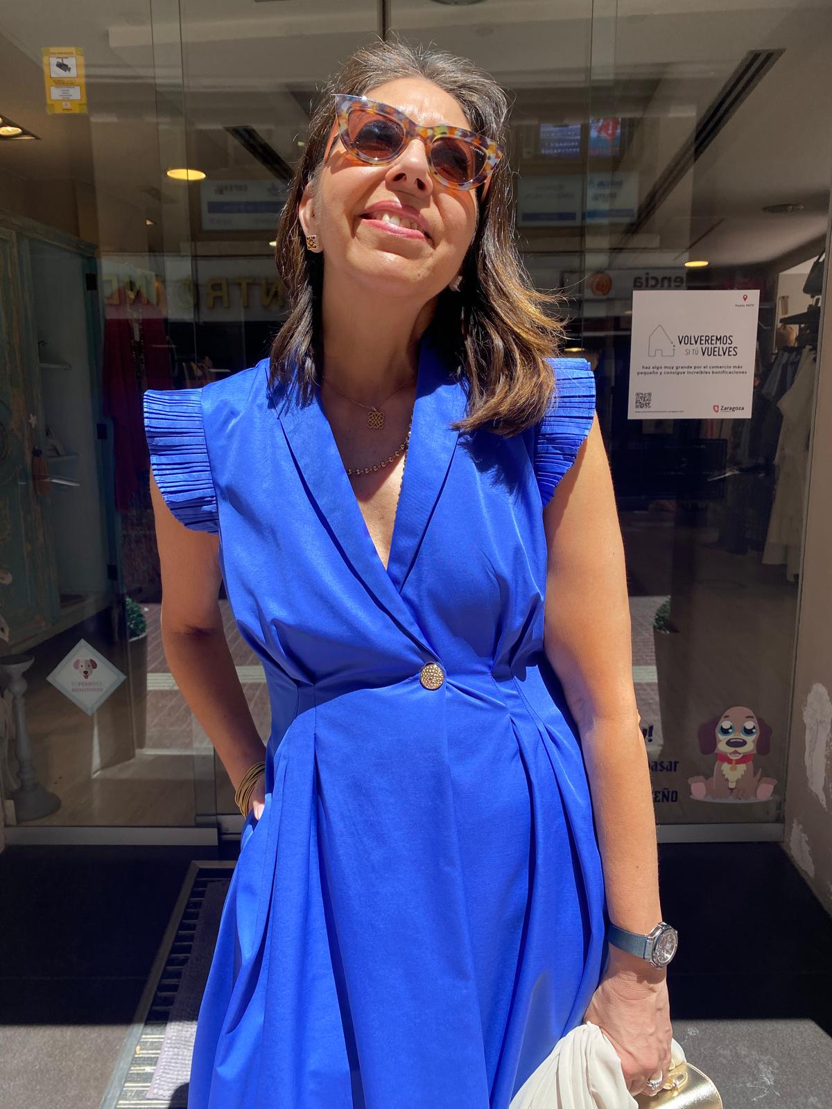 Vestido solapas botón detalle mangas DONDOLA