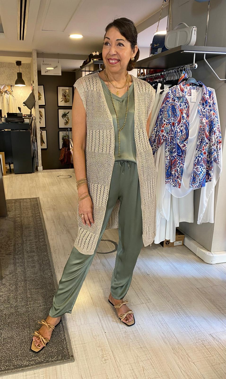 Pantalón satinado elástico cintura DONDOLA