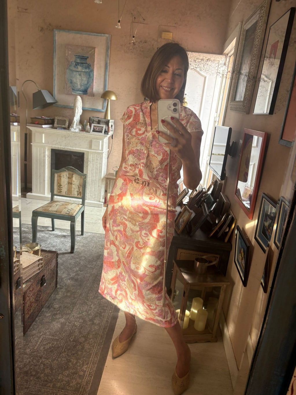 Conjunto camisa y falda efecto encaje DONDOLA