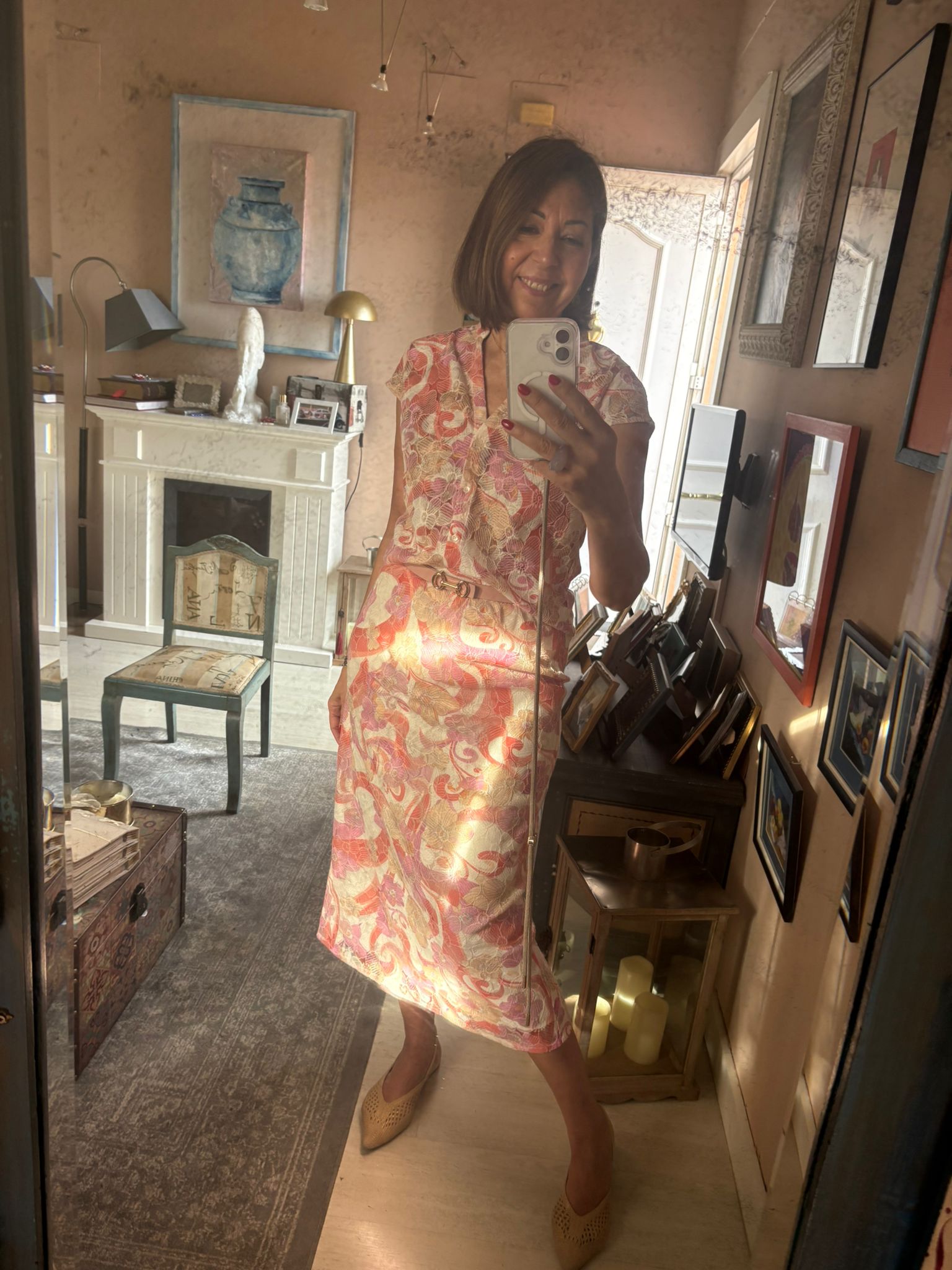 Conjunto camisa y falda efecto encaje DONDOLA