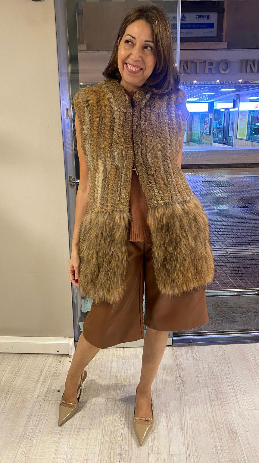 Chaleco pelo natural zorro trenzado DONDOLA