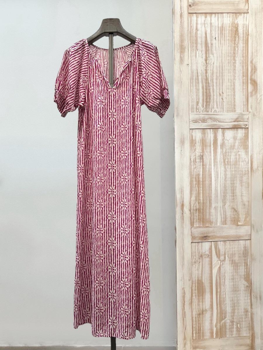 Vestido print floral y rayas algodón DONDOLA