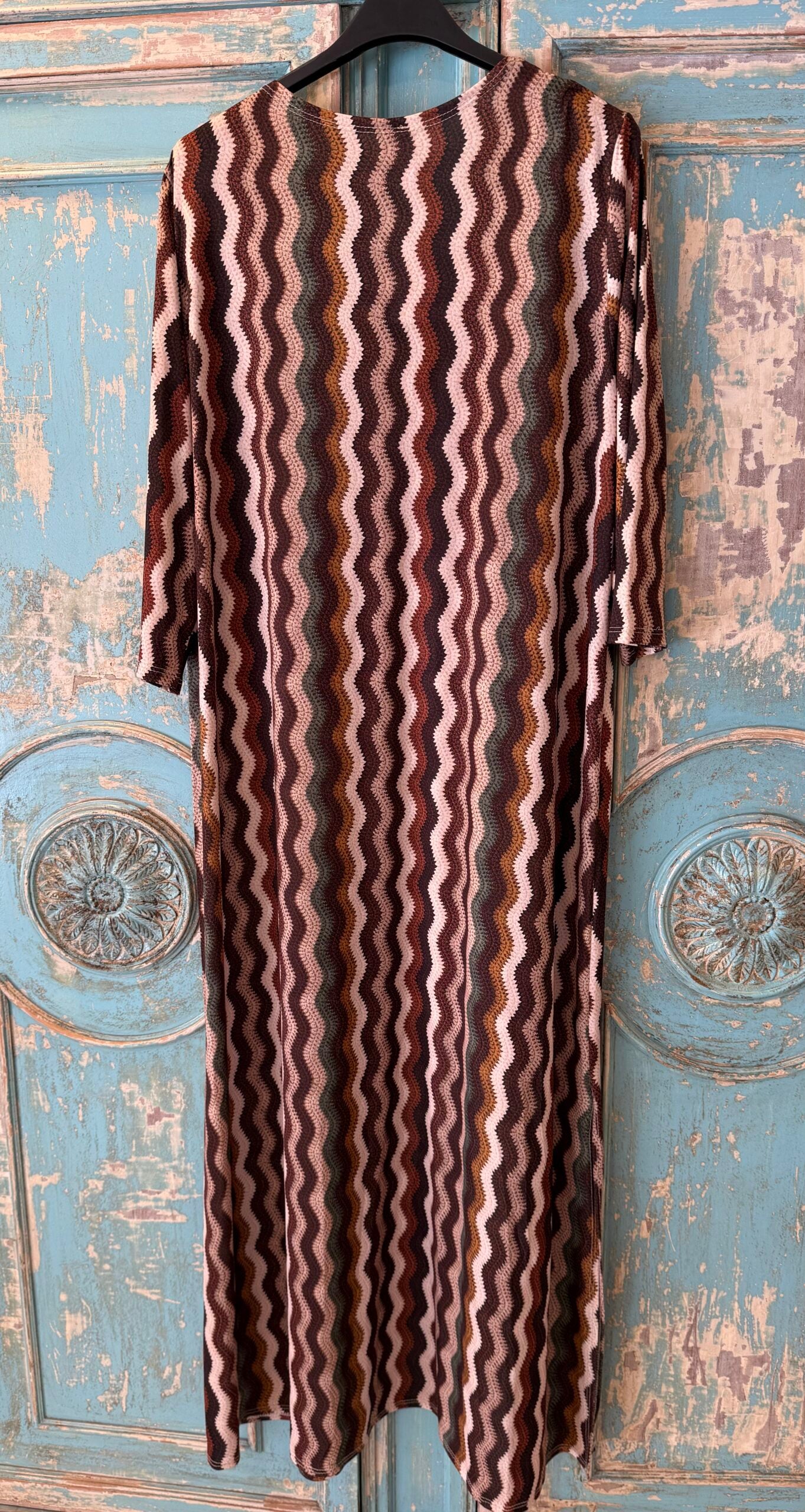 Vestido punto seda zig zag escote pico lúrex DONDOLA