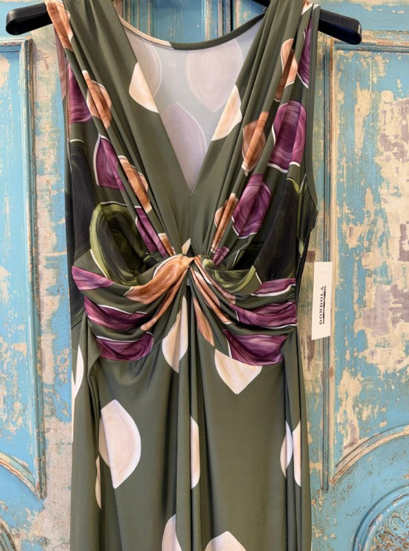 Vestido seda fría drapeado cintura