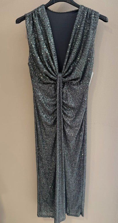 Vestido Paillette Con Pecho Drapeado
