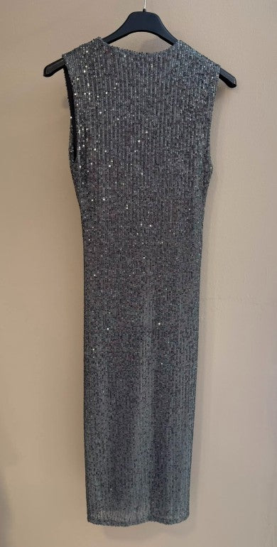 Vestido Paillette Con Pecho Drapeado