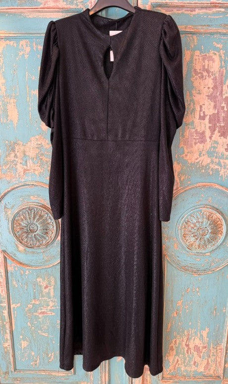 Vestido Negro Lurex Mangas Abullonadas