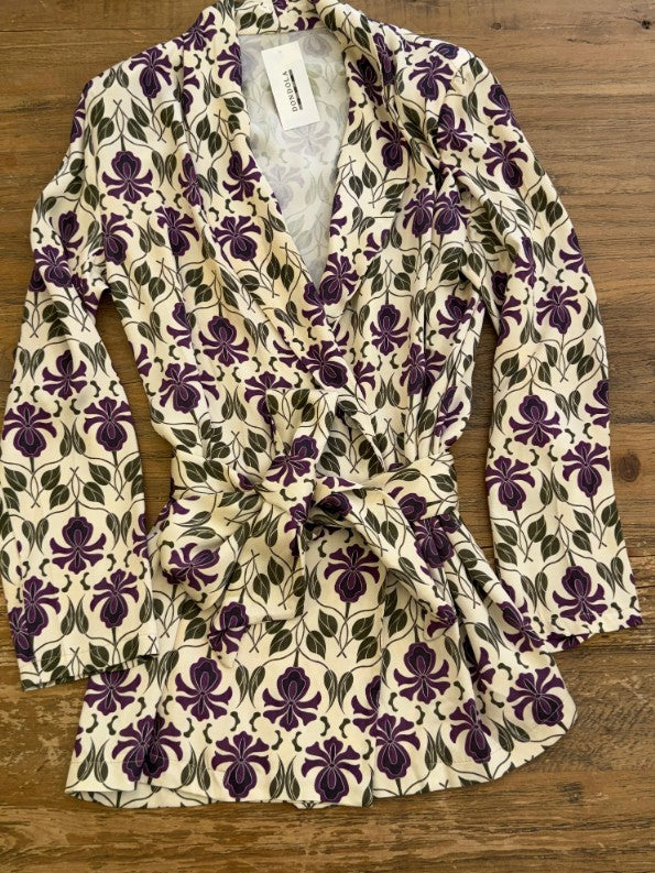 Blazer Fluida de Flores Con Cinturón