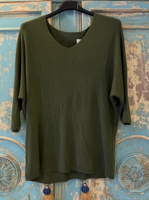 Jersey Básico Cuello Pico Manga 3/4