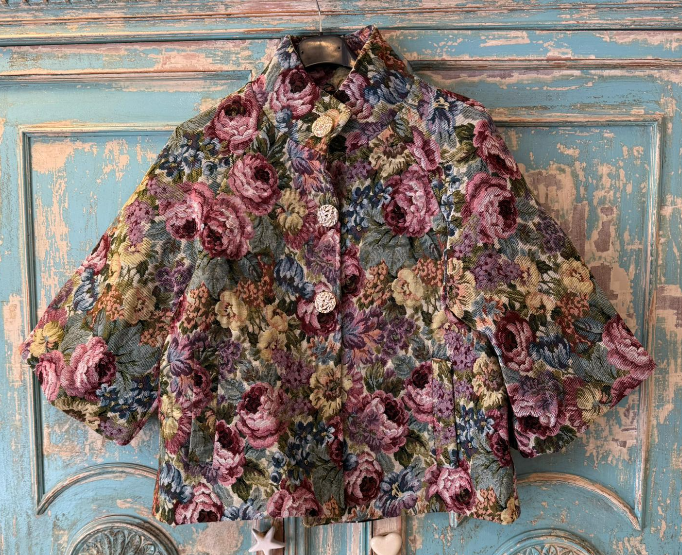 Chaqueta Estilo Tapicería Flores Vintage