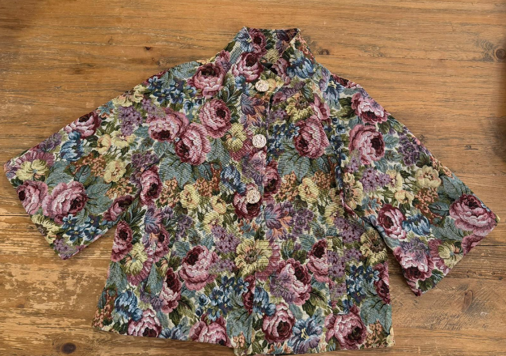 Chaqueta Estilo Tapicería Flores Vintage