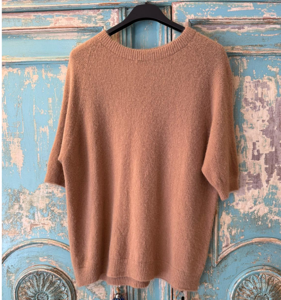 Jersey Alpaca Camel Manga Corta