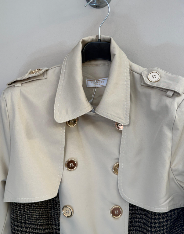 Chaqueta Gabardina Con Tweed
