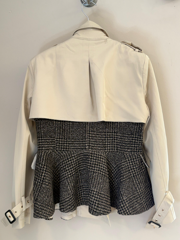 Chaqueta Gabardina Con Tweed