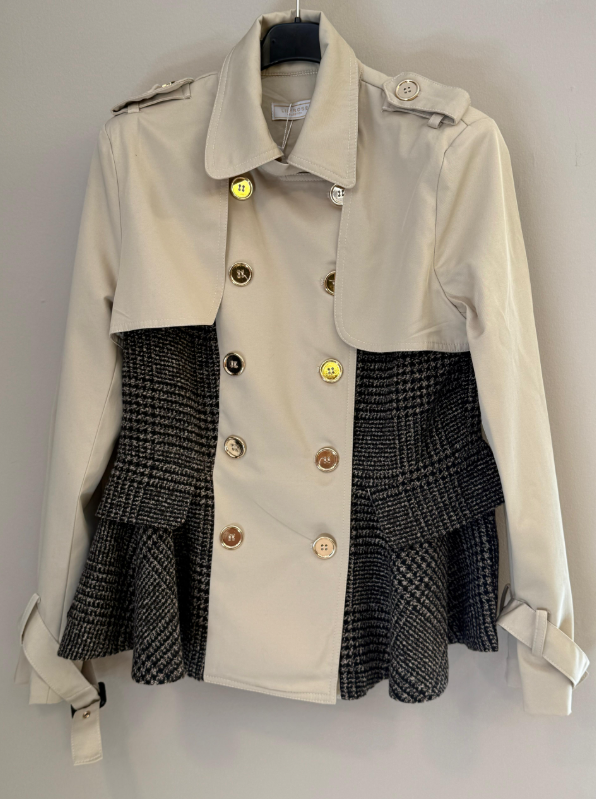 Chaqueta Gabardina Con Tweed