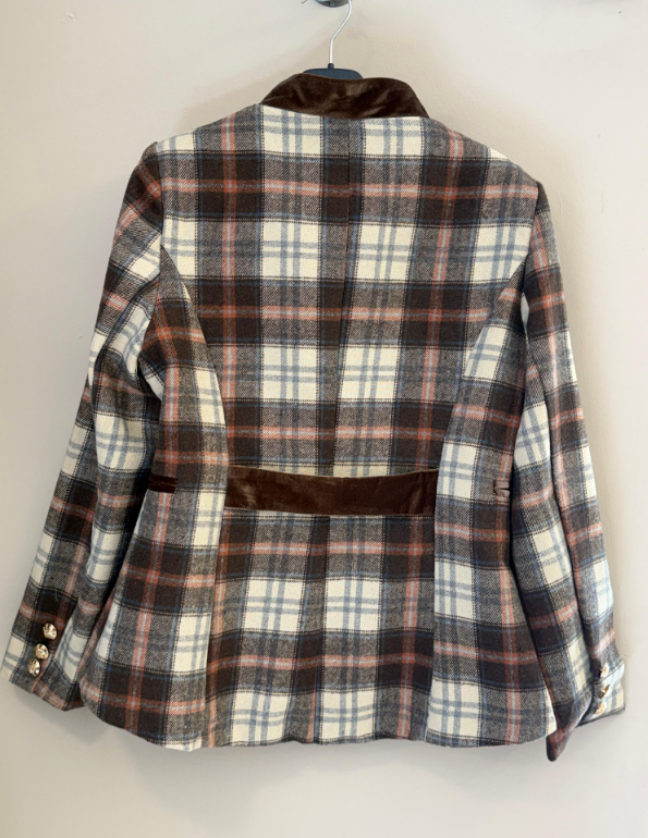 Chaqueta Cuello Mao Estampado Tartán