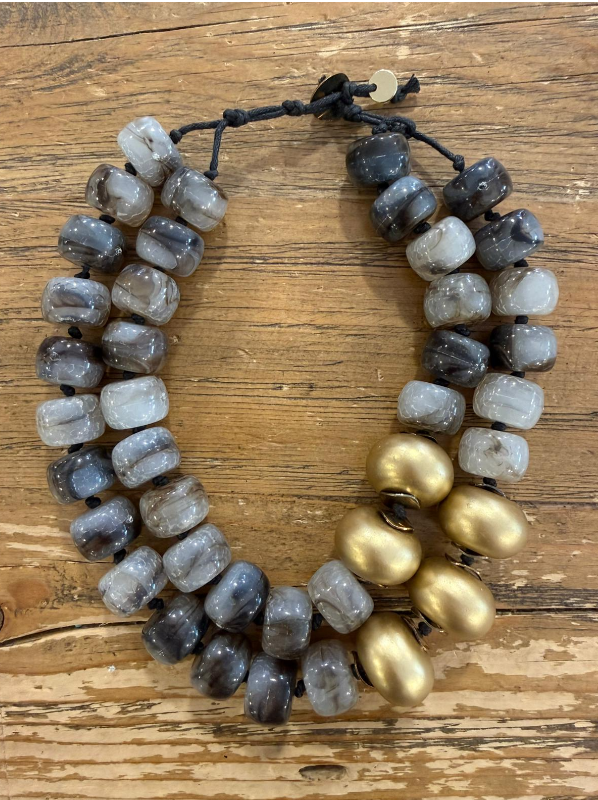 Collar Doble Vuelta Combi Dorado