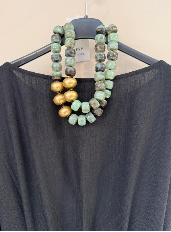 Collar Doble Vuelta Combi Dorado