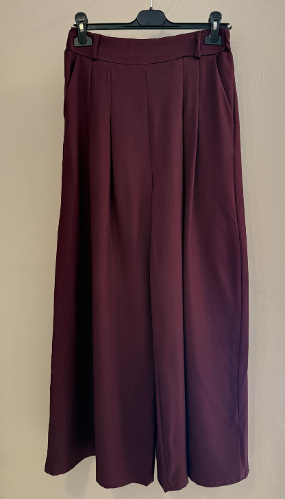 Pantalón  Palazzo Con Pliegues