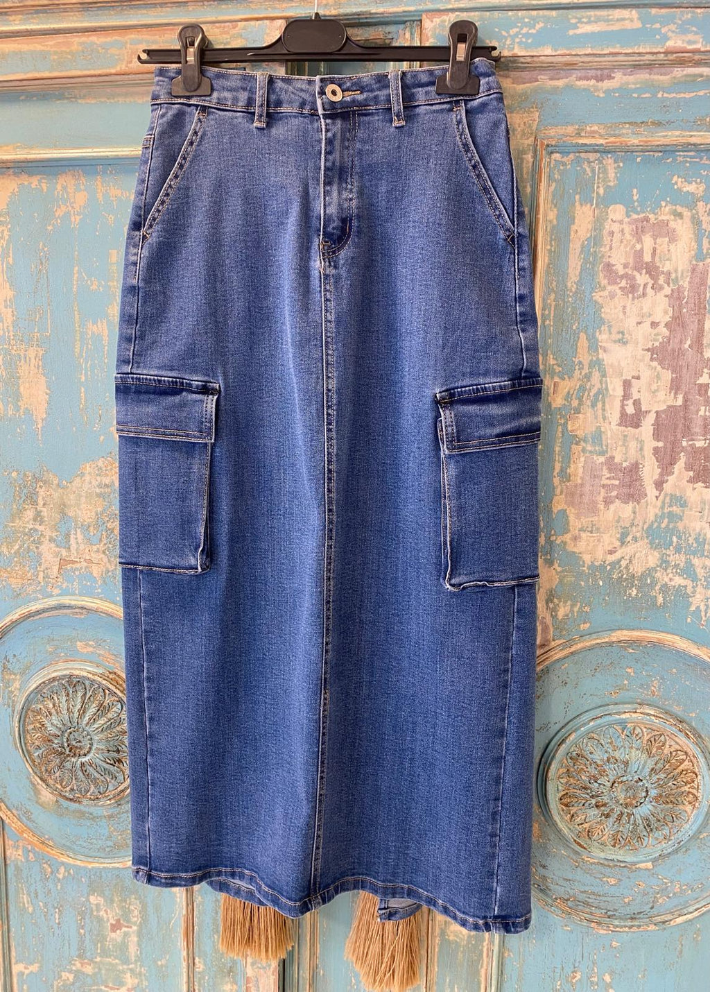 Falda vaquera midi cargo DONDOLA
