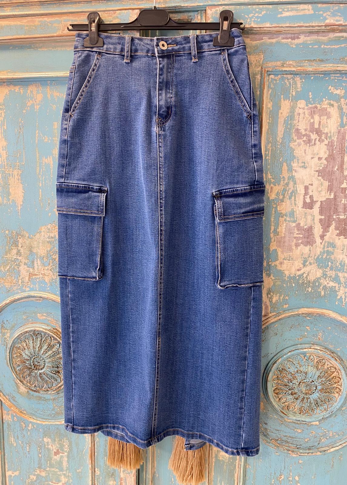 Falda vaquera midi cargo DONDOLA
