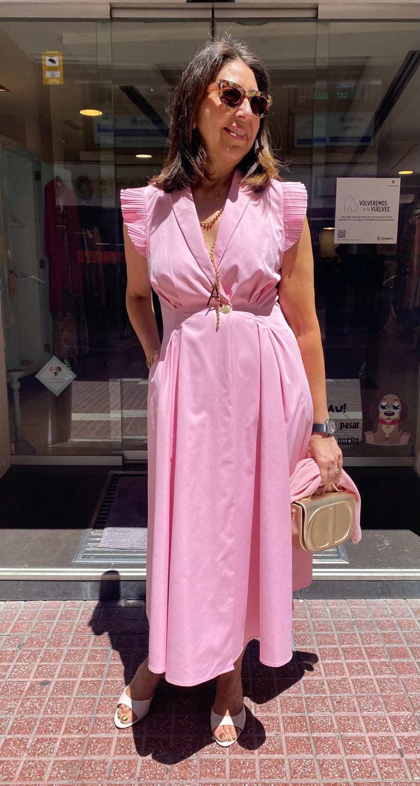 Vestido solapas botón detalle mangas DONDOLA