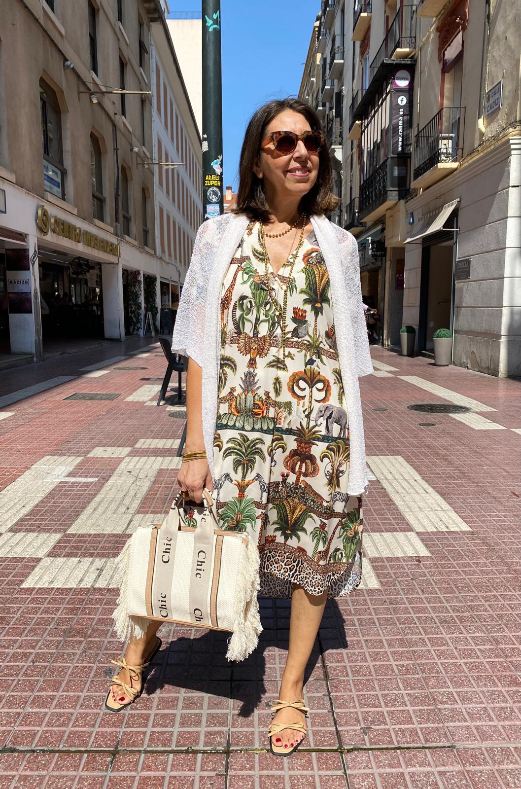 Vestido safari suelto manga corta DONDOLA