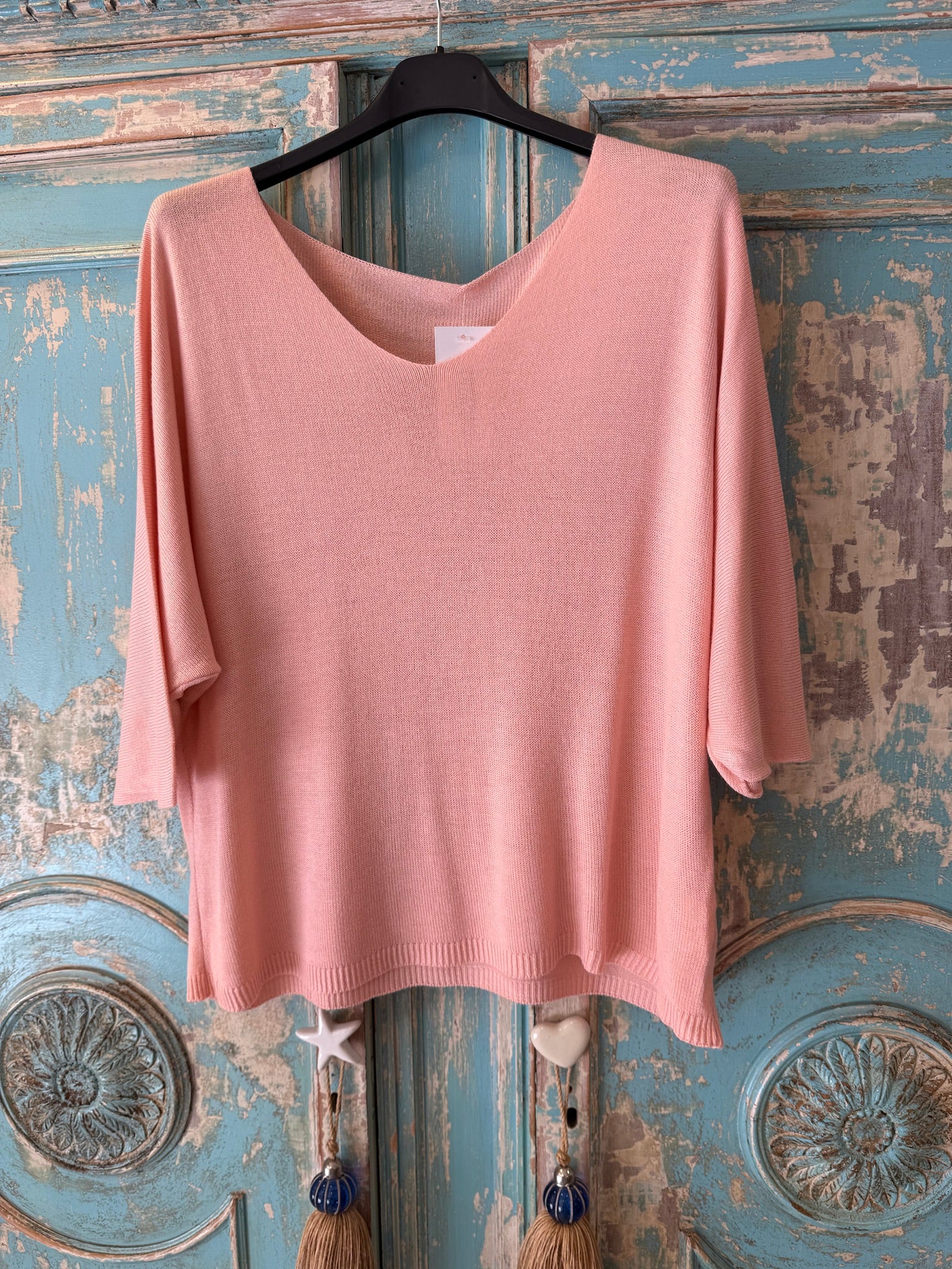 Jersey punto fino escote pico manga 3/4 DONDOLA